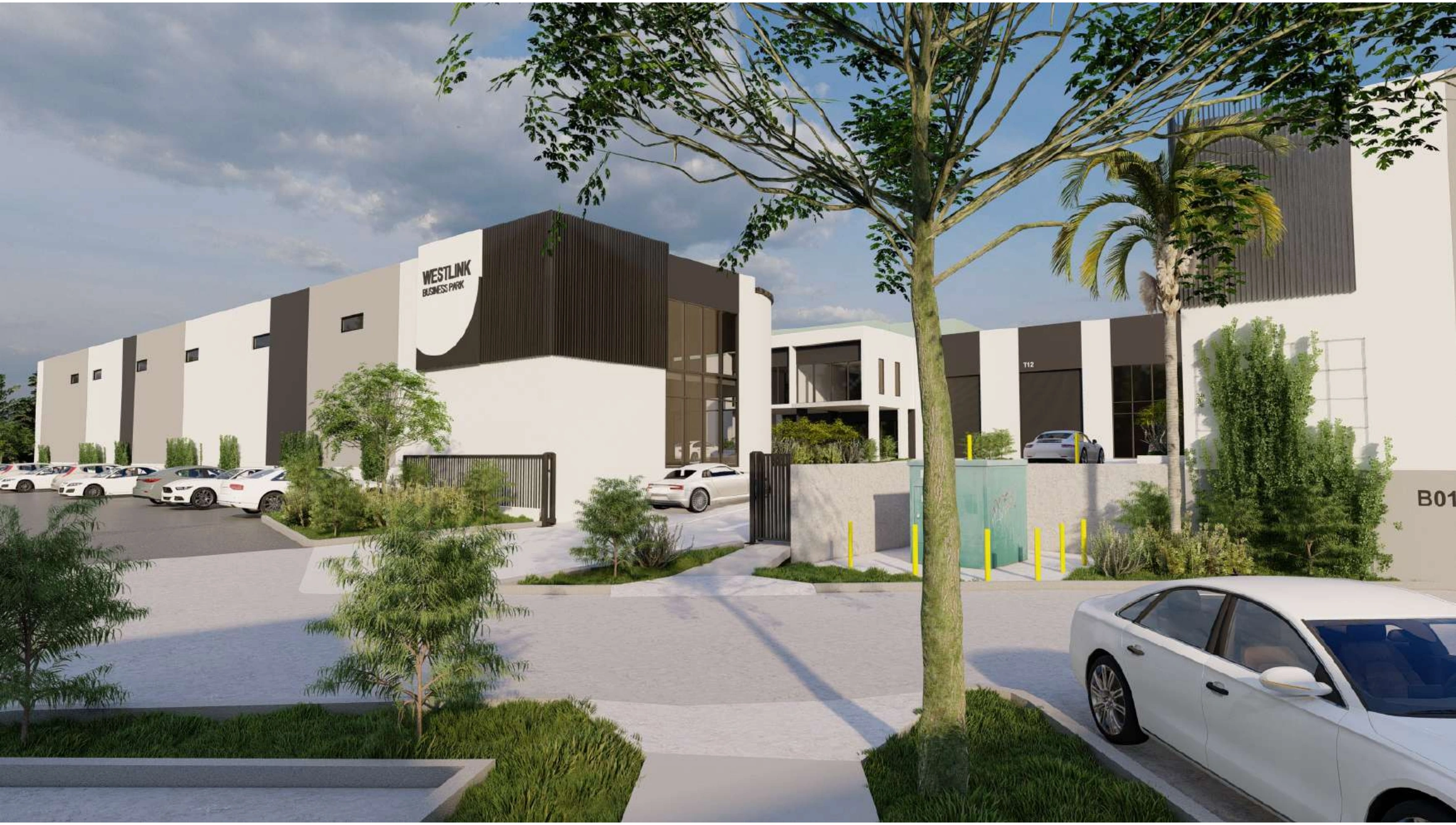 Commercial streetscape presentation render from an Australian architectural design-intent package
