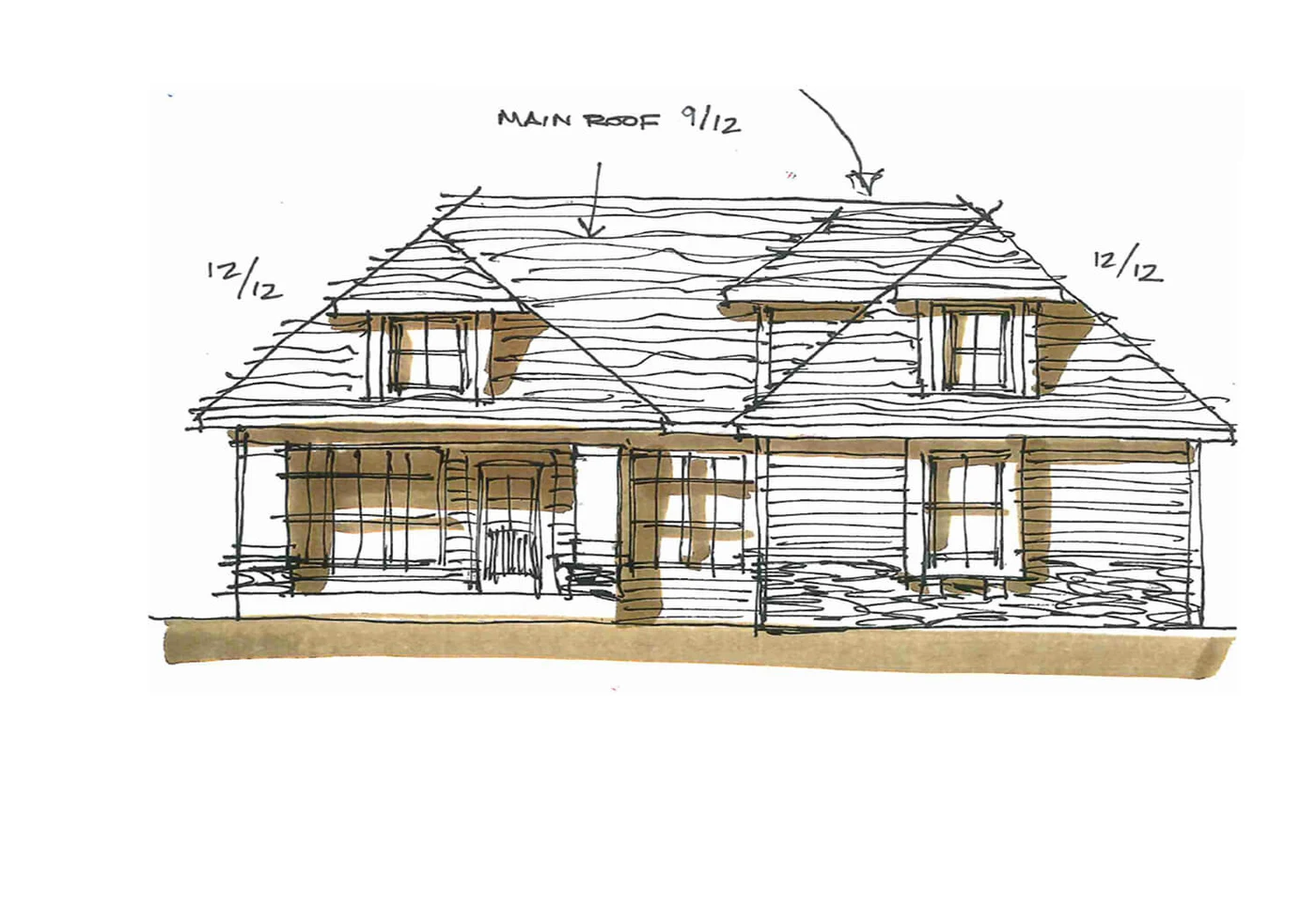 Hand-drawn elevation sketch