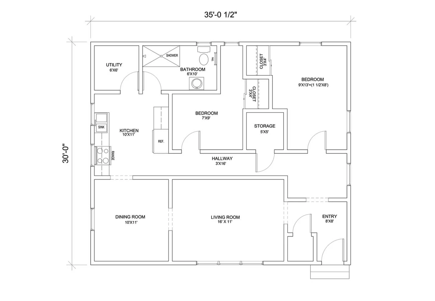 Clean CAD floor plan
